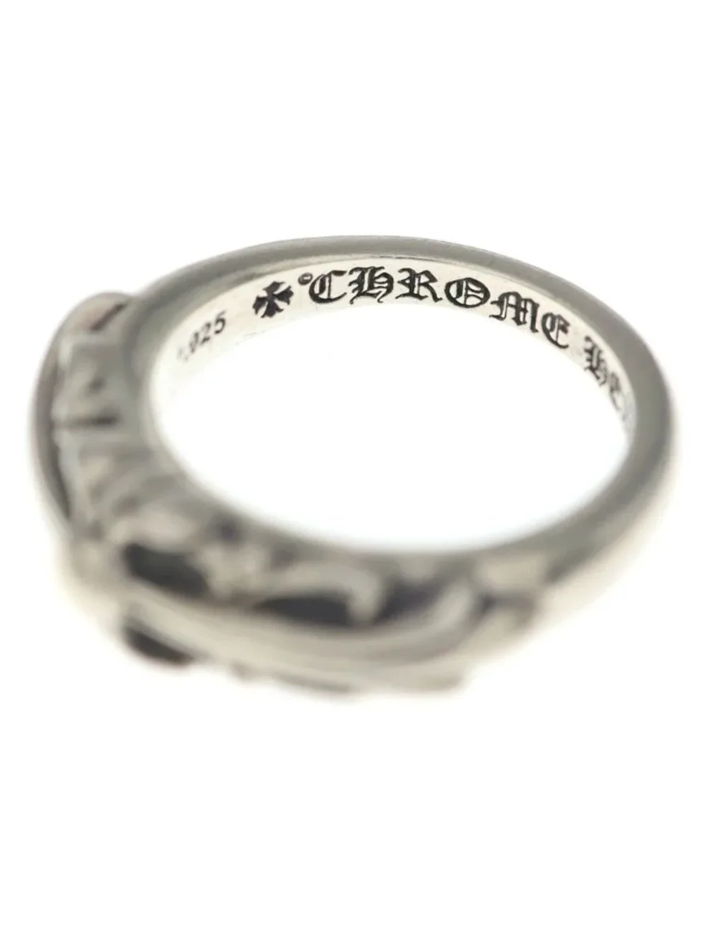 Chrome Hearts Baby Classic Floral Black Sling Silver Ring